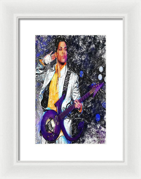 Framed Print - Prince - Tribute With Guitar