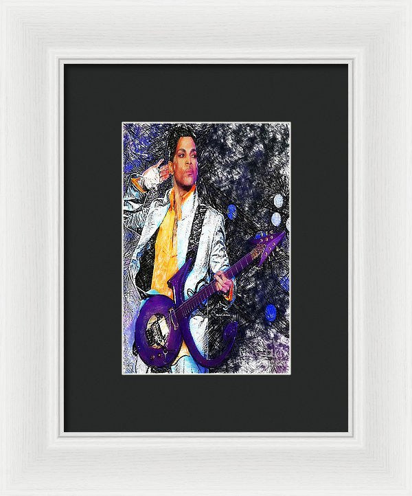 Framed Print - Prince - Tribute With Guitar