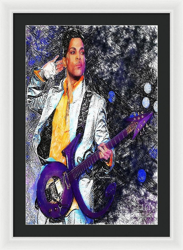 Framed Print - Prince - Tribute With Guitar