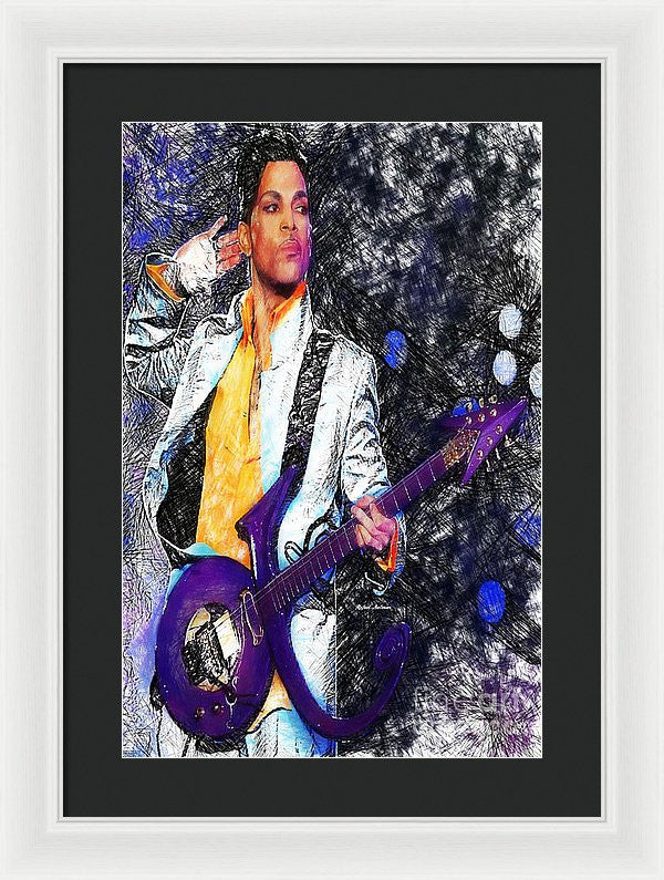 Framed Print - Prince - Tribute With Guitar