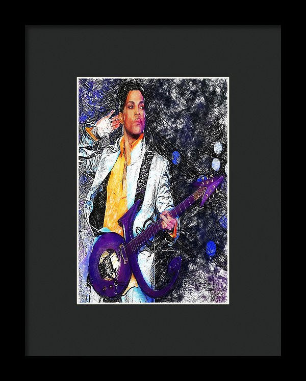 Framed Print - Prince - Tribute With Guitar