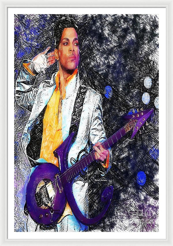 Framed Print - Prince - Tribute With Guitar