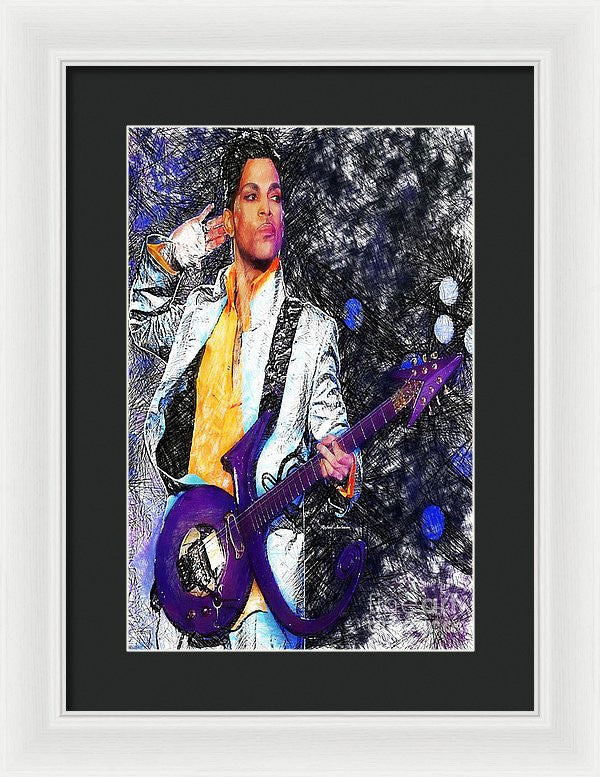 Framed Print - Prince - Tribute With Guitar