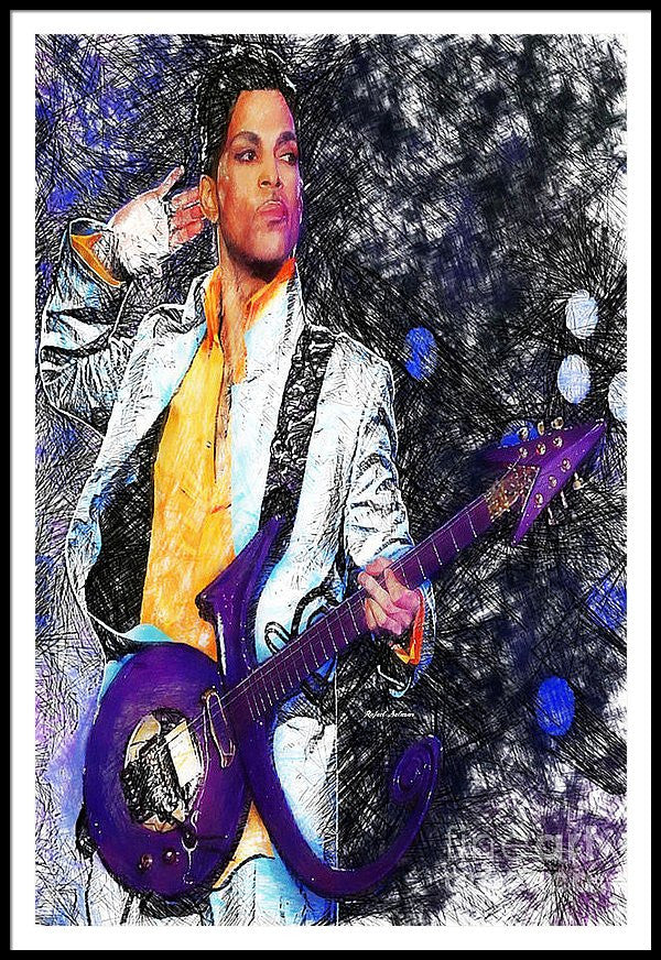 Framed Print - Prince - Tribute With Guitar