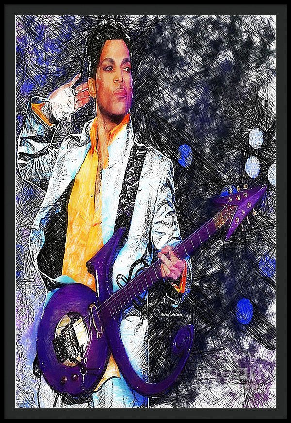 Framed Print - Prince - Tribute With Guitar