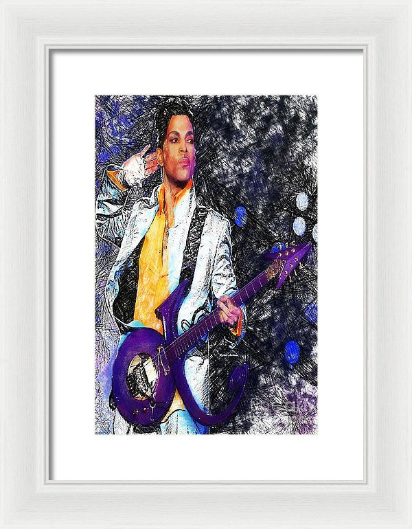 Framed Print - Prince - Tribute With Guitar