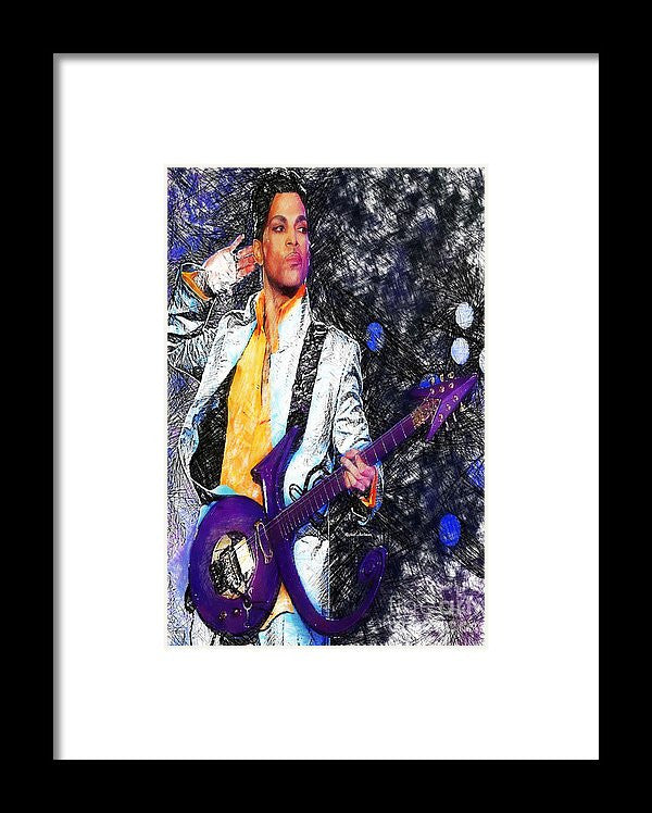 Framed Print - Prince - Tribute With Guitar