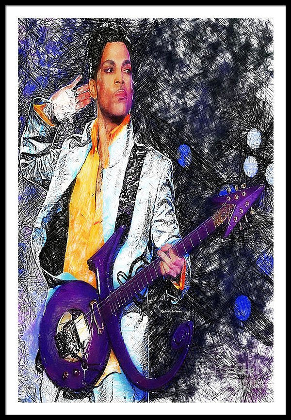 Framed Print - Prince - Tribute With Guitar