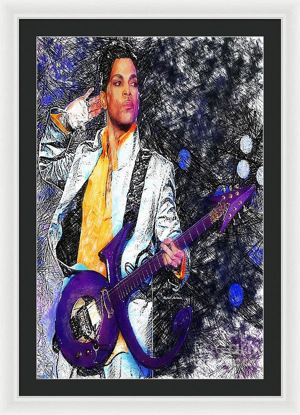 Framed Print - Prince - Tribute With Guitar