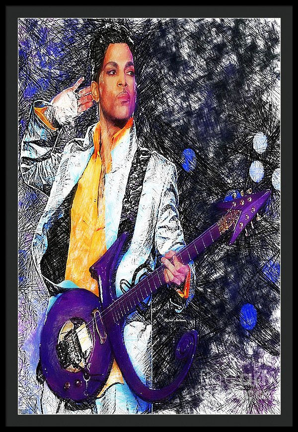 Framed Print - Prince - Tribute With Guitar