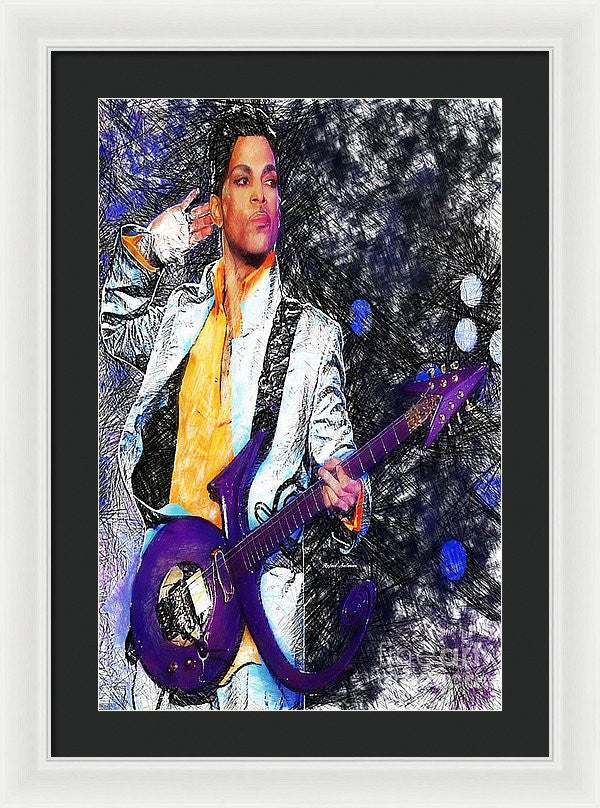 Framed Print - Prince - Tribute With Guitar