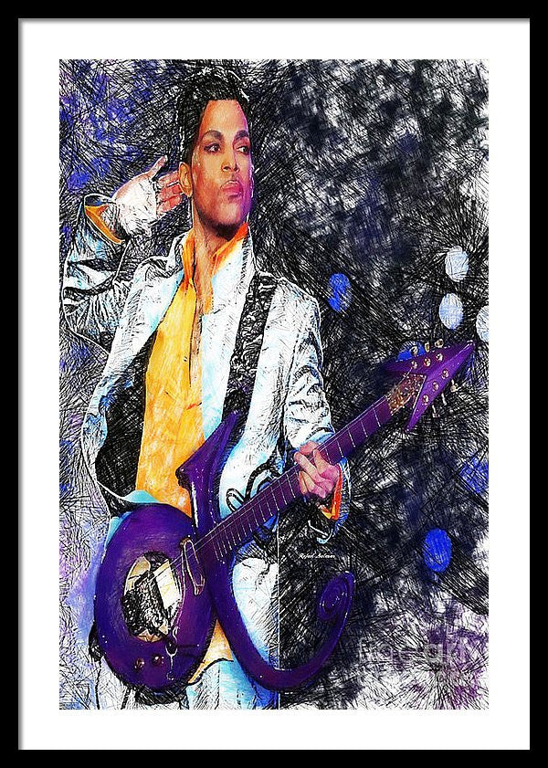 Framed Print - Prince - Tribute With Guitar