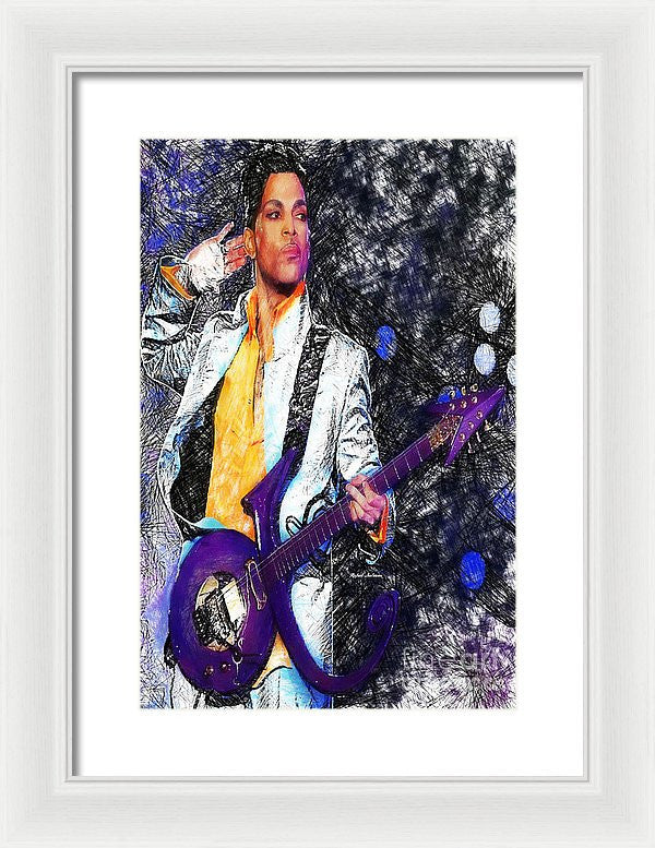 Framed Print - Prince - Tribute With Guitar