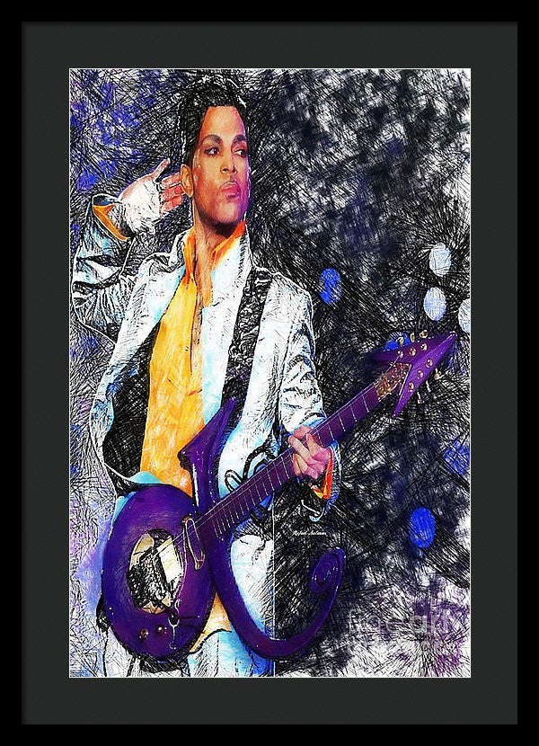 Framed Print - Prince - Tribute With Guitar