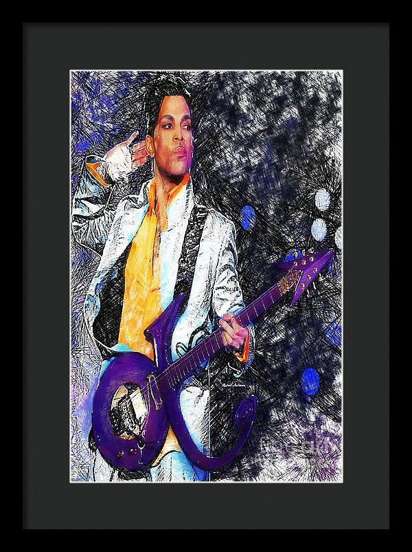 Framed Print - Prince - Tribute With Guitar