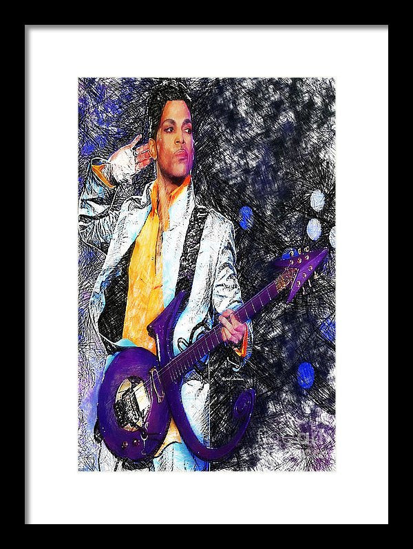 Framed Print - Prince - Tribute With Guitar