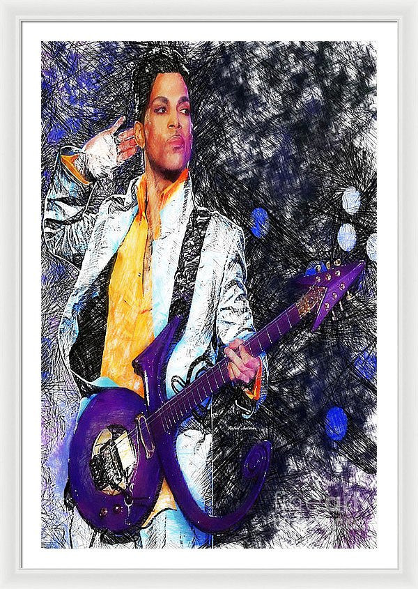 Framed Print - Prince - Tribute With Guitar