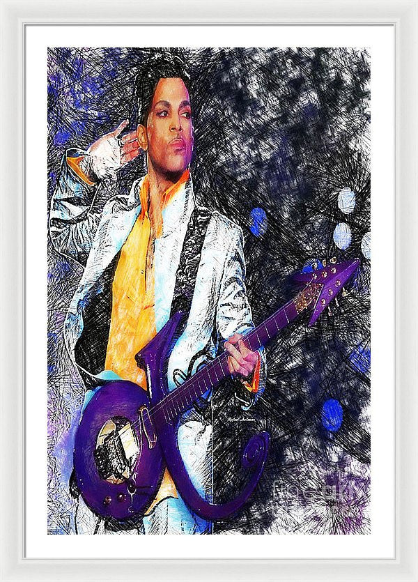 Framed Print - Prince - Tribute With Guitar