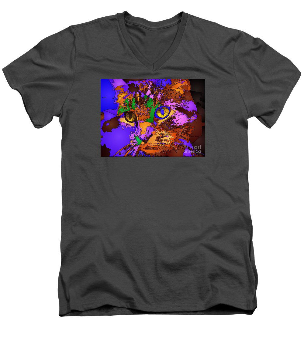 Men's V-Neck T-Shirt - Purple Love. Pet Series