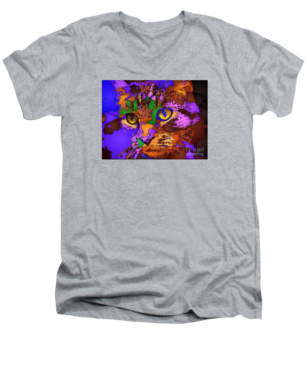 Men's V-Neck T-Shirt - Purple Love. Pet Series