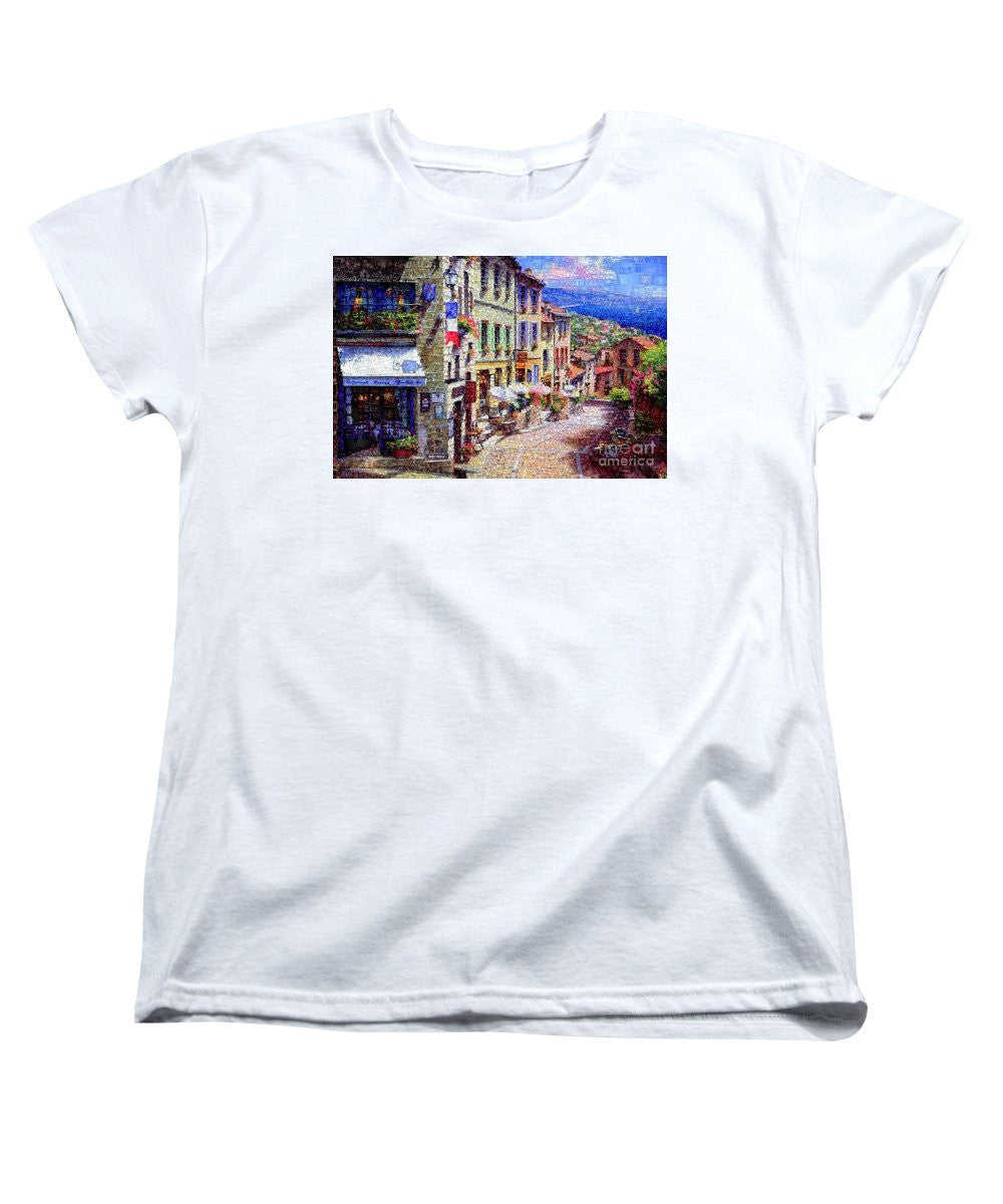 T-shirt pour femme (coupe standard) - Rues pittoresques de Nice, France.