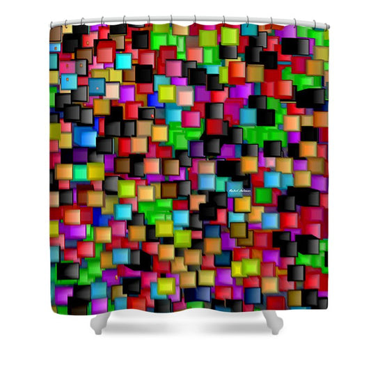 Rainbow Checkers 2 - Shower Curtain