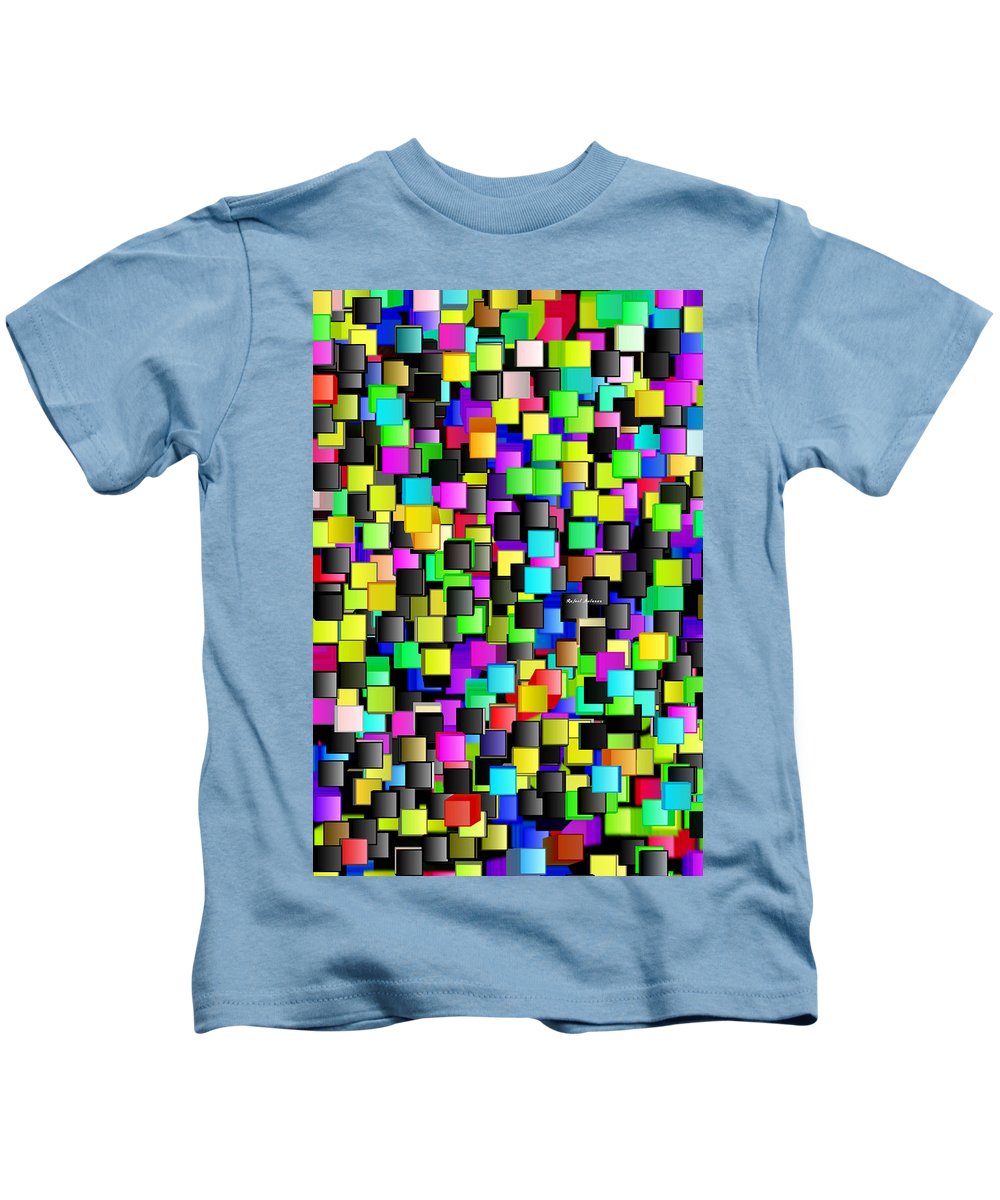 T-shirt pour enfant - Motif à carreaux arc-en-ciel