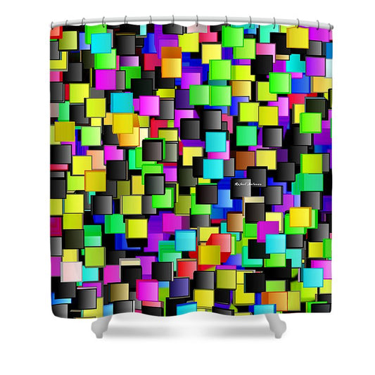 Rainbow Checkers - Shower Curtain