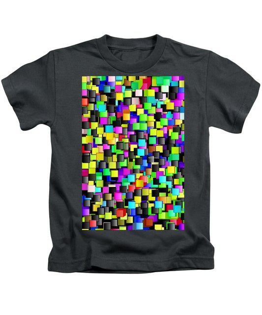 T-shirt pour enfant - Motif à carreaux arc-en-ciel