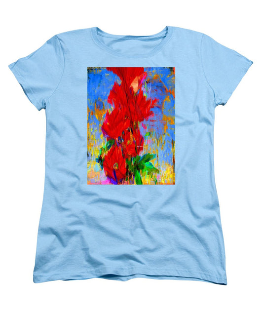 T-shirt femme (coupe standard) - Bouquet rouge