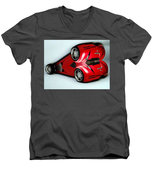 Men's V-Neck T-Shirt - Red Car 007