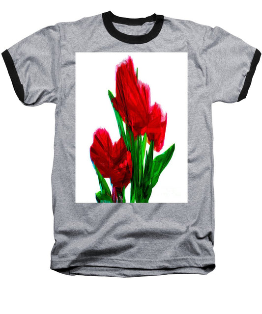 Baseball T-Shirt - Red Carnations