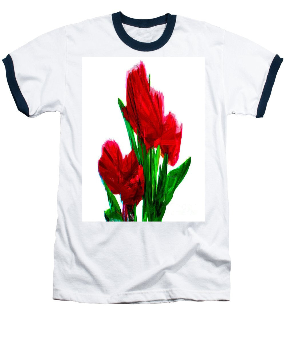 Baseball T-Shirt - Red Carnations