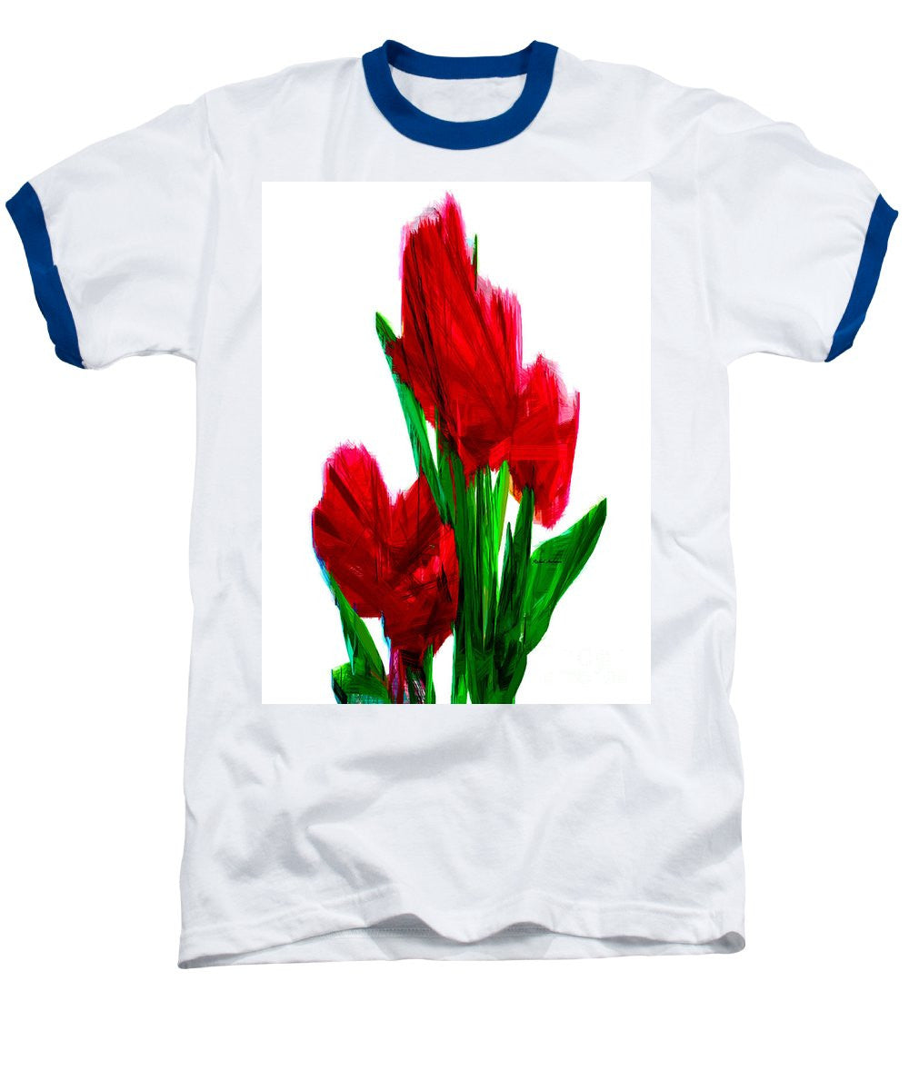 Baseball T-Shirt - Red Carnations