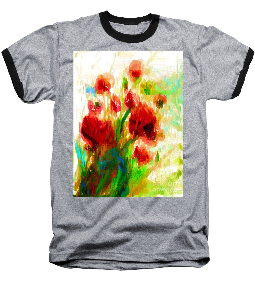 Baseball T-Shirt - Red Poppies