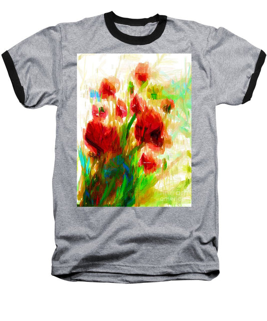 Baseball T-Shirt - Red Poppies