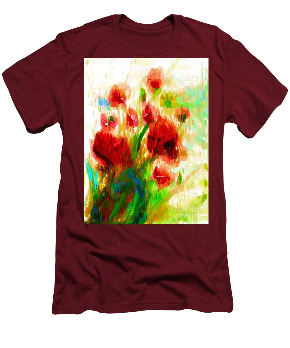 T-shirt pour homme (coupe ajustée) - Coquelicots rouges