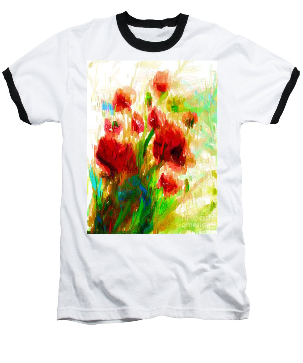 Baseball T-Shirt - Red Poppies