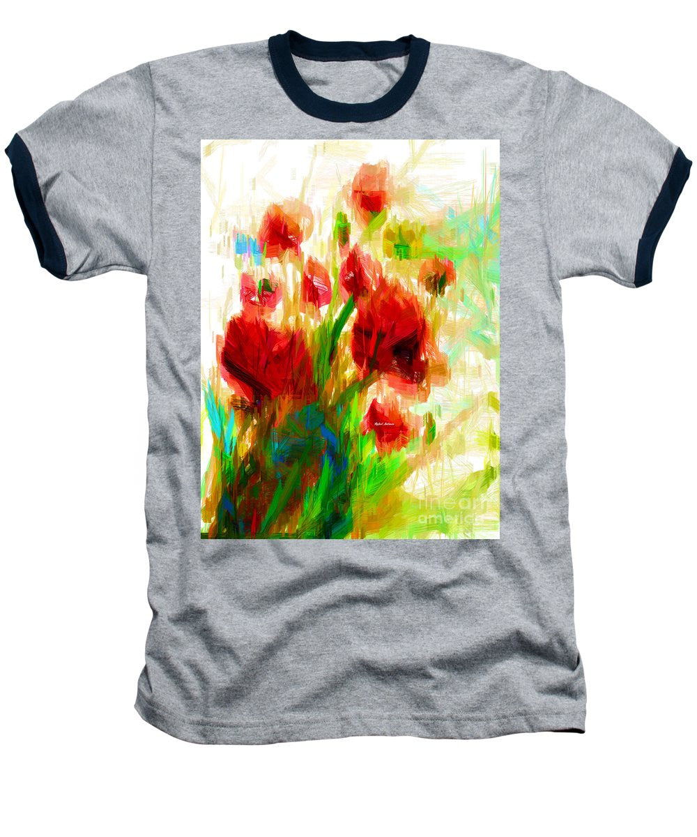 Baseball T-Shirt - Red Poppies