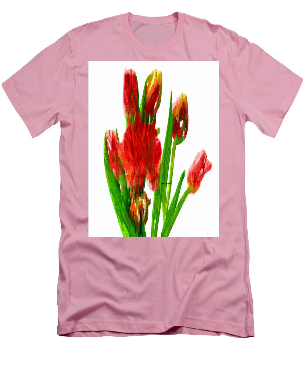 T-shirt pour homme (coupe ajustée) - Tulipes rouges