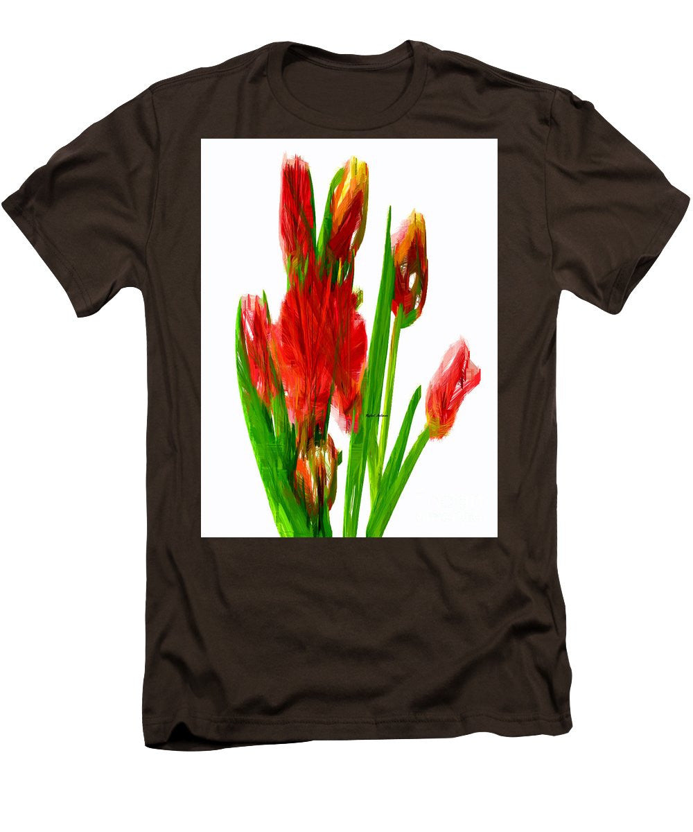 T-shirt pour homme (coupe ajustée) - Tulipes rouges