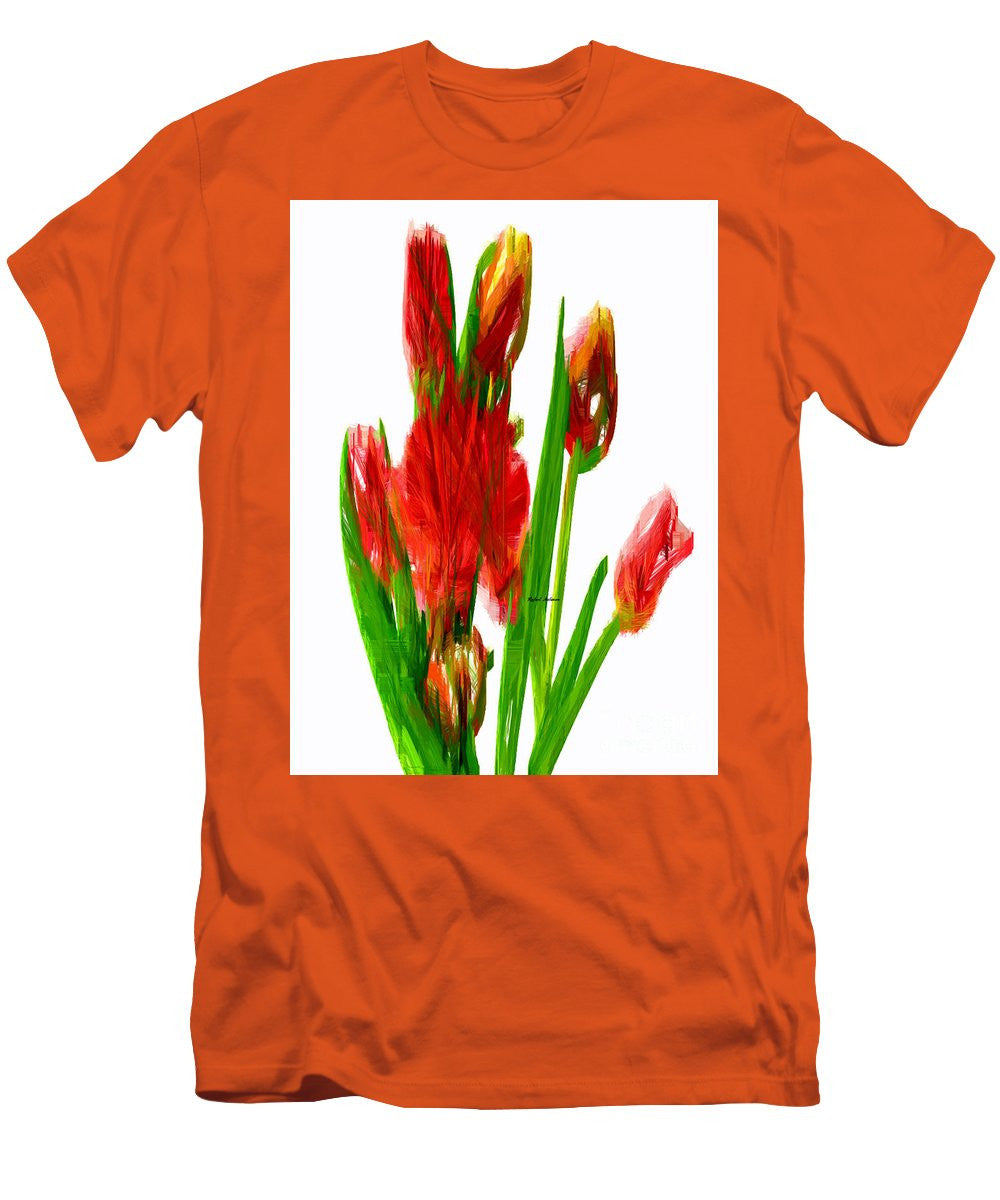 T-shirt pour homme (coupe ajustée) - Tulipes rouges