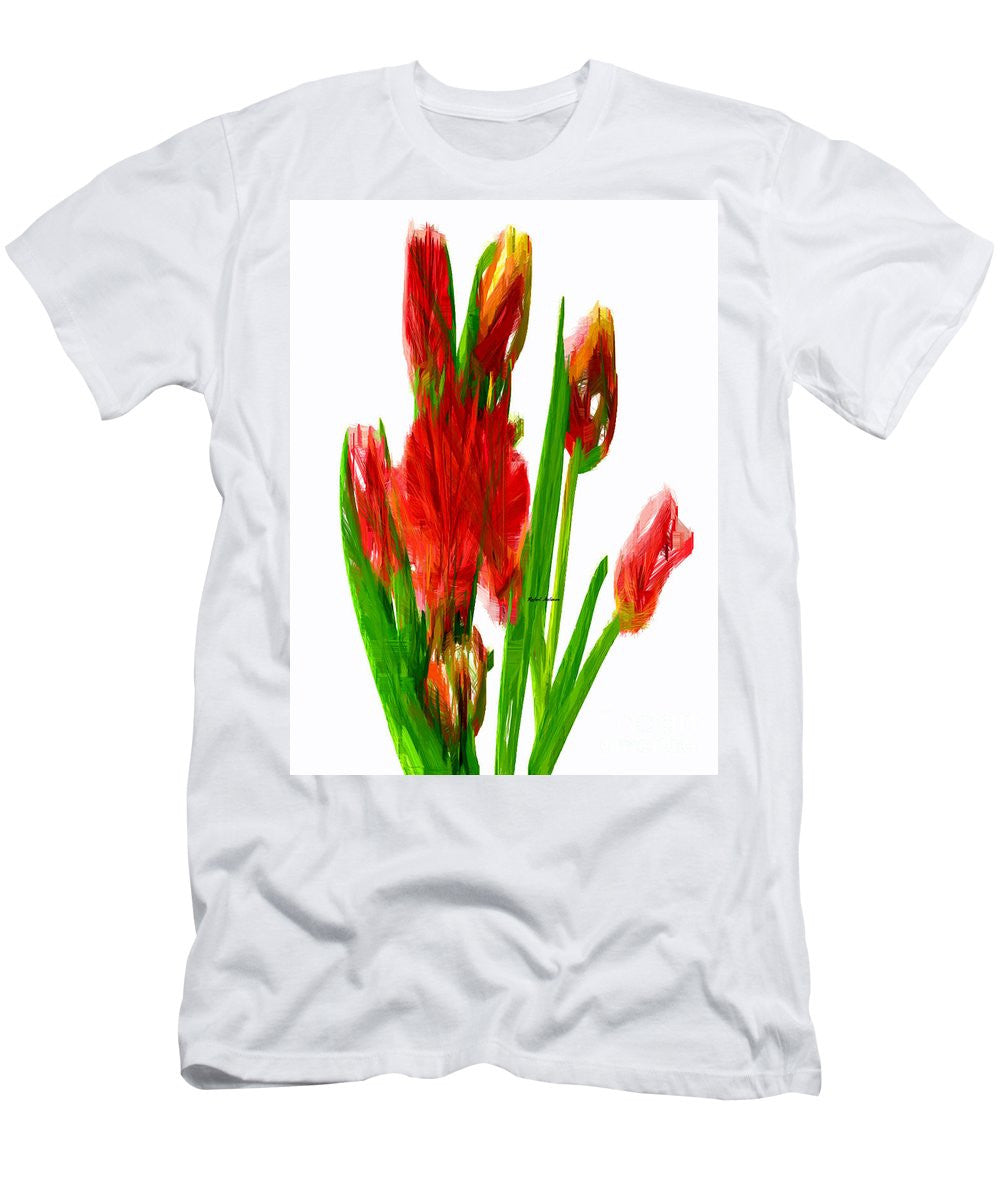 T-shirt pour homme (coupe ajustée) - Tulipes rouges