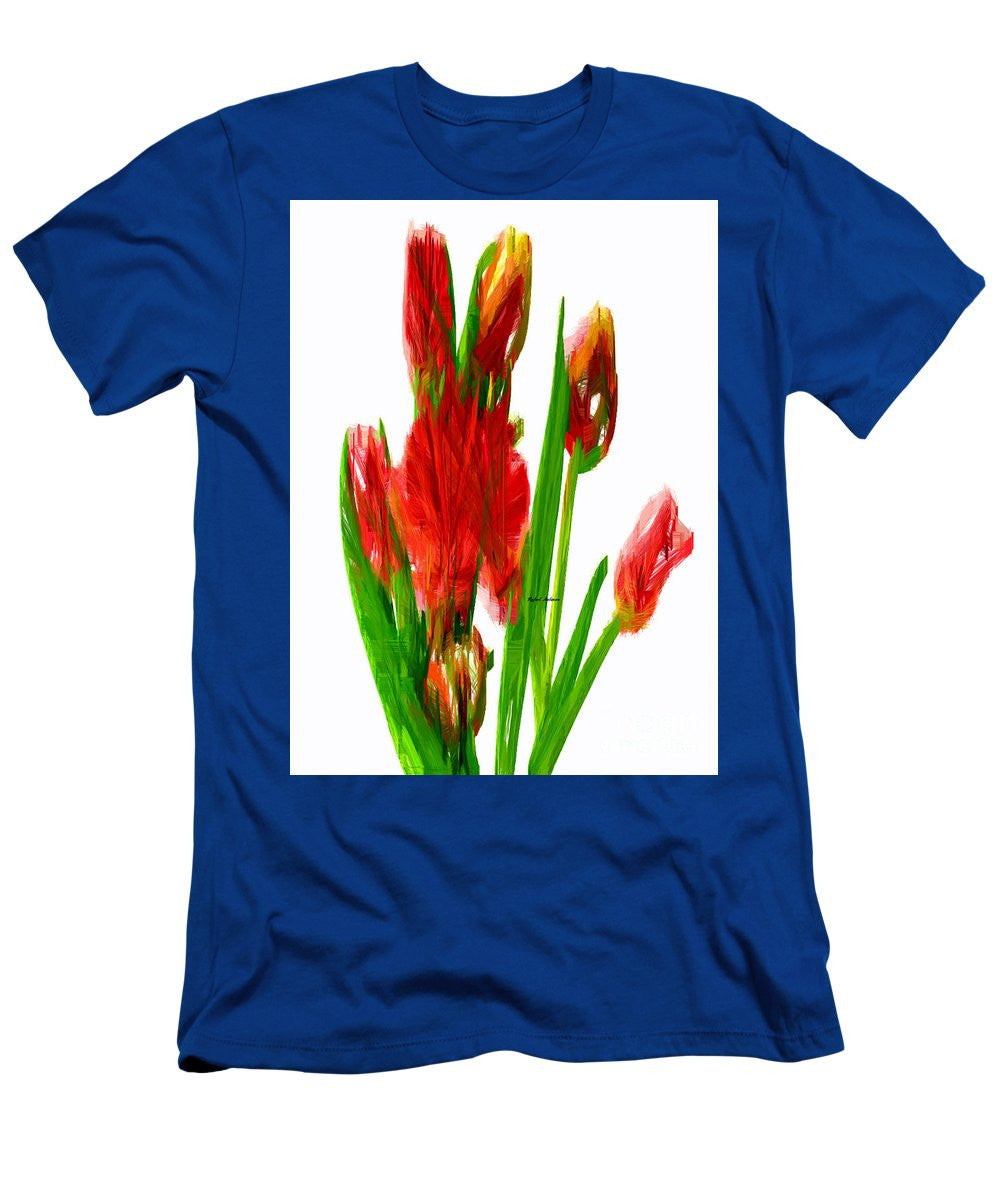 T-shirt pour homme (coupe ajustée) - Tulipes rouges