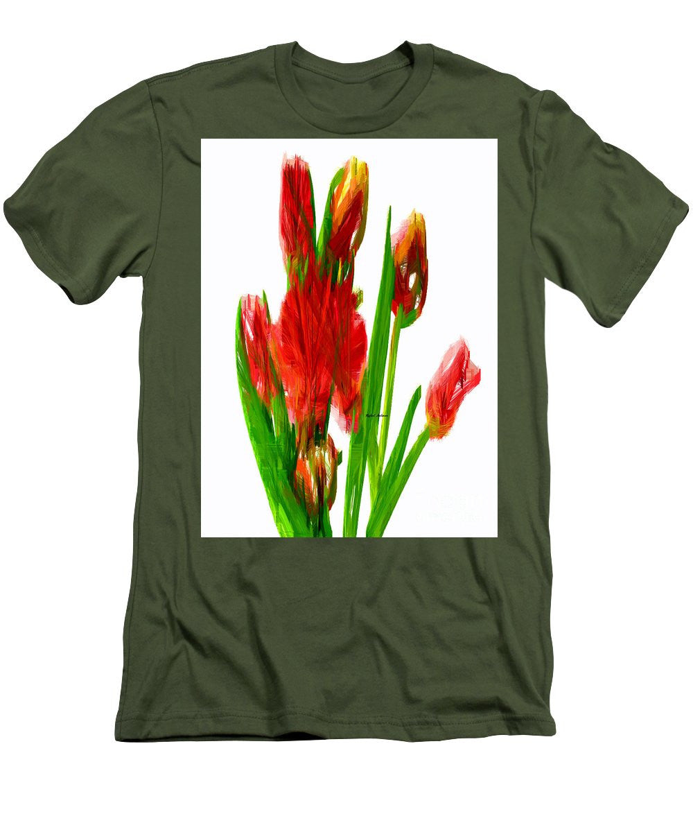 T-shirt pour homme (coupe ajustée) - Tulipes rouges