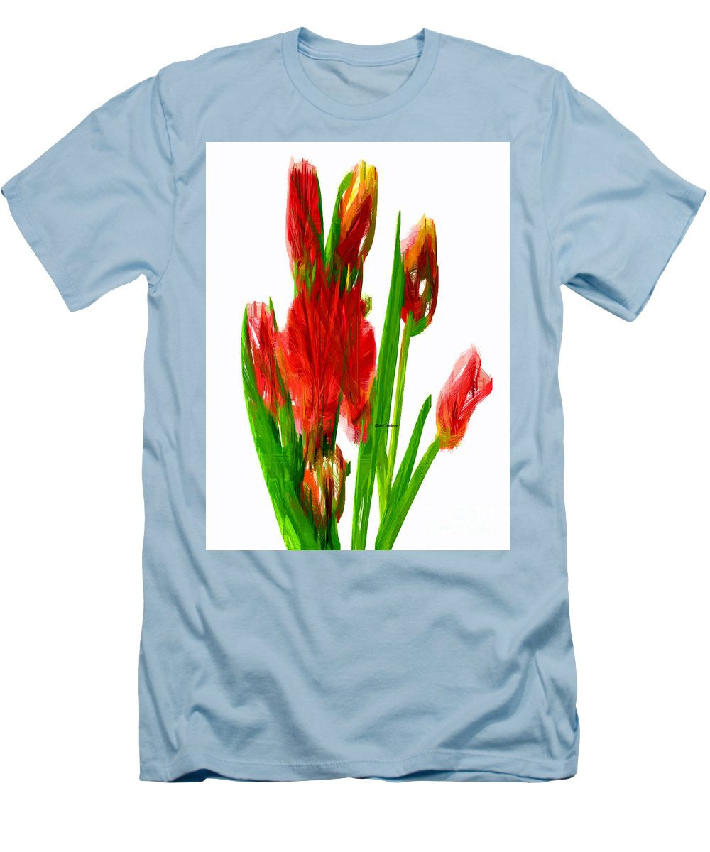 T-shirt pour homme (coupe ajustée) - Tulipes rouges