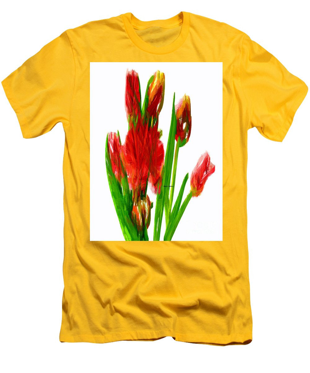 T-shirt pour homme (coupe ajustée) - Tulipes rouges