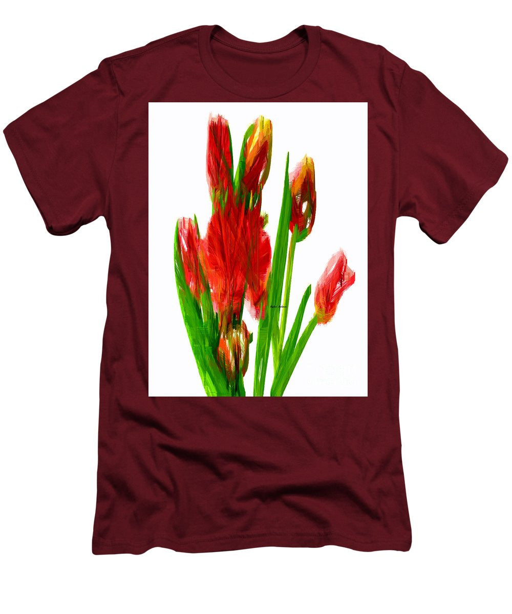 T-shirt pour homme (coupe ajustée) - Tulipes rouges