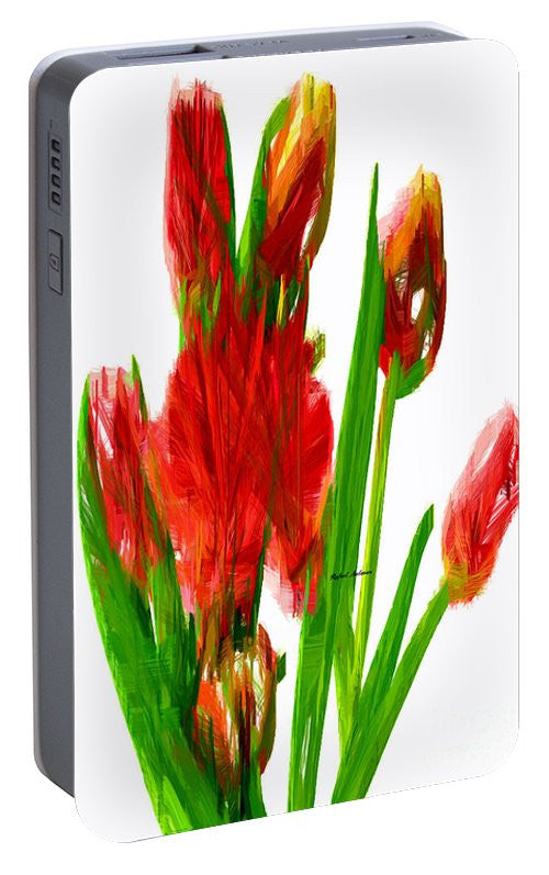 Portable Battery Charger - Red Tulips