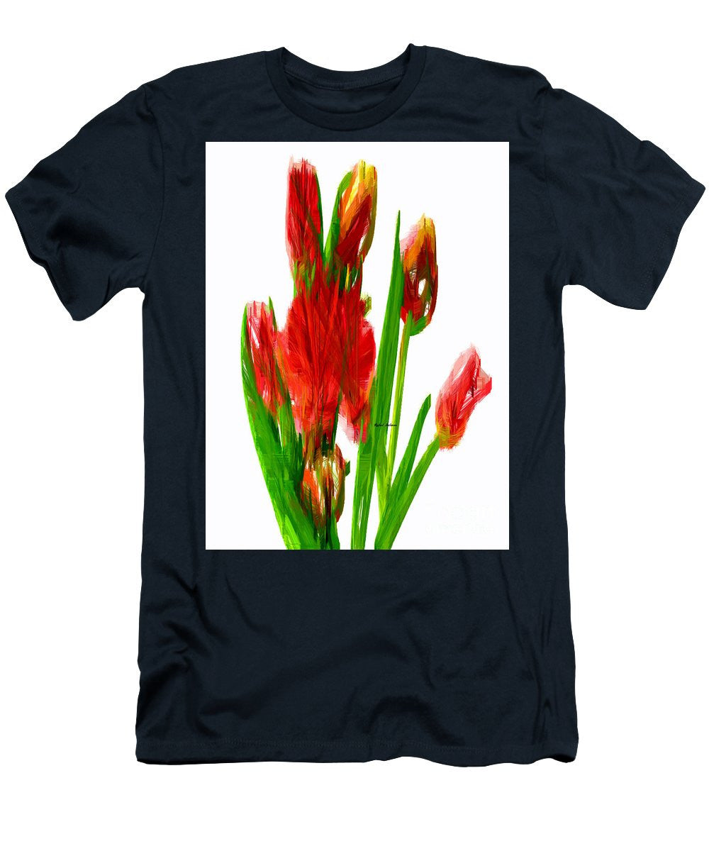 T-shirt pour homme (coupe ajustée) - Tulipes rouges